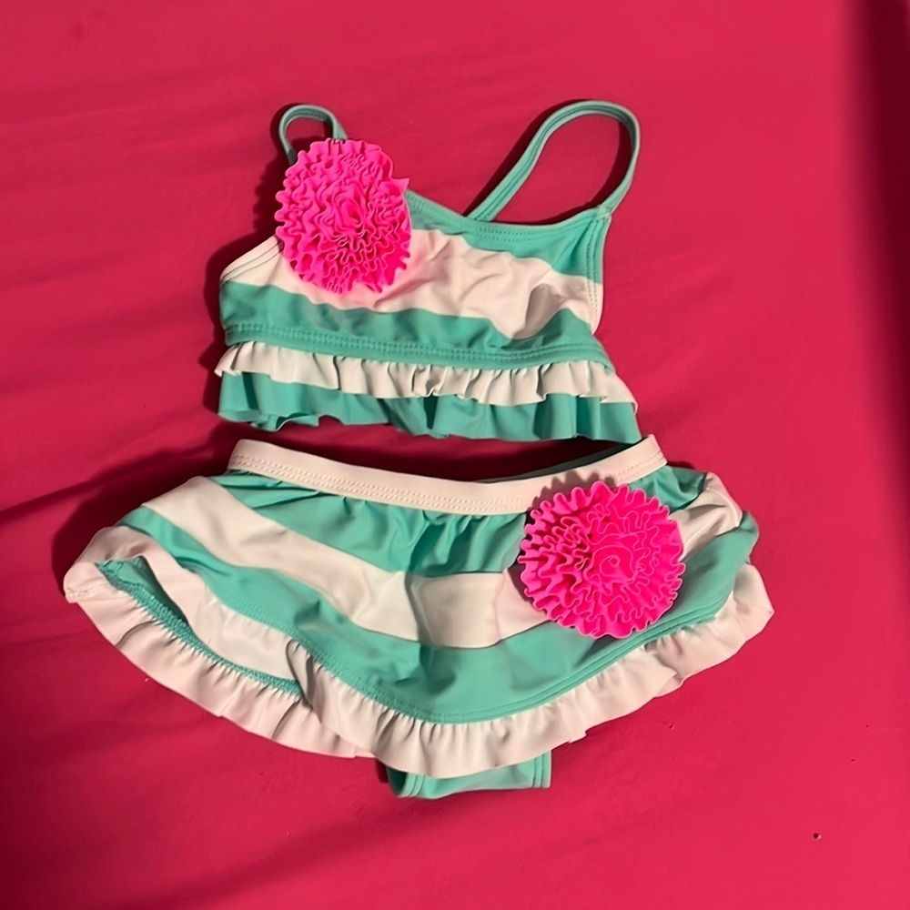 NWOT FLAPPDOODLES striped bikini 12 months